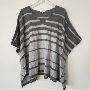 Eileen Fisher striped cotton grey poncho square oversized top